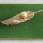 White Pearl Gold Leaf Brooch Pin Vintage Jewelry 1960s