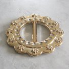Large Hippie Retro Gold Flower Belt Slide Scarf Slide Shawl Rhinestone Look Vintage Jewelry 1980s