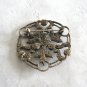 Large Green Stone Brooch Pin Antiqued Bronze Fashion Jewelry