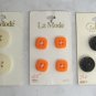 6 Pkg Orange White Black Brown Various Buttons By La Mode Vintage 1960s Sewing Supplies