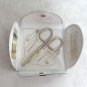 Old Time Black Leatherette Sewing Kit Case Travel Scissors Needles Thread Vintage Sewing Supplies