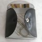 Old Time Black Leatherette Sewing Kit Case Travel Scissors Needles Thread Vintage Sewing Supplies