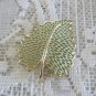 Green & Gold Leaf Brooch Pin Vintage Jewelry 1970s