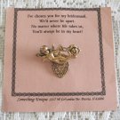 For the Bridesmaid Bronze Angel Brooch Pin with Poem Wedding Jewelry 1990s For the Bridesmaid Bronze Angel Brooch Pin with Poem Wedding Jewelry 1990s