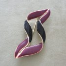 Large Purple & Black Enamel Brooch Pin Vintage Jewelry 1980s Large Purple & Black Enamel Brooch Pin Vintage Jewelry 1980s