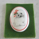 Christmas Baby Seal Pup Cameo Porcelain Brooch Pin Vintage Holiday Jewelry 1980s Christmas Baby Seal Pup Cameo Porcelain Brooch Pin Vintage Holiday Jewelry 1980s