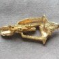 Red Stone Gold Lamp Post Light Brooch Pin Vintage Jewelry 1980s