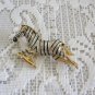 Large Black Silver Gold Zebra Brooch Pin Rhinestone Eye Vintage Jewelry 1980s Handcrafted