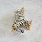 Large Black Silver Gold Zebra Brooch Pin Rhinestone Eye Vintage Jewelry 1980s Handcrafted