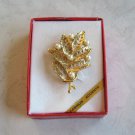 Fancy Gold Leaf Pearl Brooch Pin Vintage Jewelry 1970s Fancy Gold Leaf Pearl Brooch Pin Vintage Jewelry 1970s