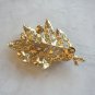 Fancy Gold Leaf Pearl Brooch Pin Vintage Jewelry 1970s