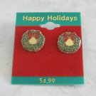 Green & Red Christmas Wreath Pierced Earrings Vintage Holiday Jewelry 1990s Green & Red Christmas Wreath Pierced Earrings Vintage Holiday Jewelry 1990s