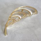 Large White Tan & Gold Rhinestone Brooch Pin Vintage Jewelry 1970s