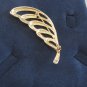 Large White Tan & Gold Rhinestone Brooch Pin Vintage Jewelry 1970s