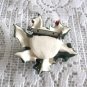 Handcrafted Large Ceramic Christmas Mistletoe Brooch Pin Holiday Jewelry Vintage 1970s