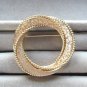 Intertwined Textured Gold Circle Brooch Pin Vintage Jewelry 1960s Quality Made