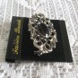 Black Cabochon Silver Brooch Pin Fashion Jewelry