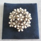 3 Layer White Flower Rhinestone Gold Brooch Pin Vintage Jewelry 1950s