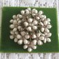 3 Layer White Flower Rhinestone Gold Brooch Pin Vintage Jewelry 1950s