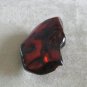 Large Lucite Stone Burgundy Maroon Brooch Pin Handcrafted Vintage Jewelry 1970s
