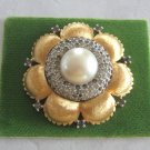Large Ornate Sparkly Shiny Rhinestone Pearl Brooch Pin Vintage Jewelry 1960s Quality Made