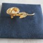Gold Stem Flower Pearl Brooch Pin Vintage Jewelry 1980s