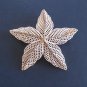 Large White Enamel 5 Leaf Flower Brooch Pin Vintage Jewelry 1970s