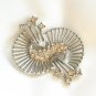 Large Rhinestone Silver Brooch Pin Unique Shape Vintage Jewelry 1950s