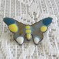 Handcrafted Blue Yellow White Enamel Copper Butterfly Brooch Pin Vintage Jewelry 1960s