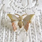 Pink Silver Yellow Gold Butterfly Brooch Pin Vintage Jewelry 1980s Pink Silver Yellow Gold Butterfly Brooch Pin Vintage Jewelry 1980s