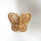 Gold Mesh Butterfly Brooch Pin Pendant Vintage Jewelry 1970s