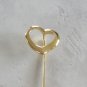 Opened Gold Heart Stick Pin Vintage Jewelry 1980s