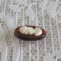 Old Amber & White Lady Cameo Brooch Pin Vintage Jewelry 1950s