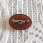 Old Amber & White Lady Cameo Brooch Pin Vintage Jewelry 1950s