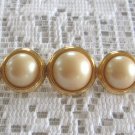 Long Gold 5 Cabochon Pearl Bar Brooch Pin Vintage Jewelry 1960s Long Gold 5 Cabochon Pearl Bar Brooch Pin Vintage Jewelry 1960s