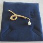 Gold Dangle Pearl Brooch Pin Vintage Retro Jewelry 1970s