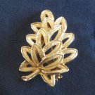 Brushed Gold Diamond Cut Floral Leaf Brooch Pin Vintage Jewelry 1970s Brushed Gold Diamond Cut Floral Leaf Brooch Pin Vintage Jewelry 1970s