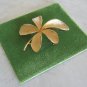 Fancy Gold Textured Flower Brooch Pin Vintage Jewelry 1960s