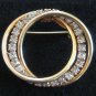 Sparkly Gold Circle Rhinestone Brooch Pin Vintage Jewelry 1960s