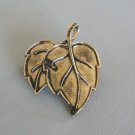 Distressed Gold Leaf Brooch Pin Pendant Vintage Jewelry 1970s Distressed Gold Leaf Brooch Pin Pendant Vintage Jewelry 1970s
