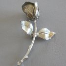 Long Stem Open Rose Silver Flower Brooch Pin Vintage Jewelry 1970s Long Stem Open Rose Silver Flower Brooch Pin Vintage Jewelry 1970s