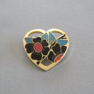 Colorful Flower Heart Cloisonne Brooch Pin Vintage Jewelry 1970s Colorful Flower Heart Cloisonne Brooch Pin Vintage Jewelry 1970s