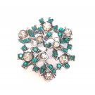Green & Smoky Stone Brooch Pin Vintage Jewelry 1960s Green & Smoky Stone Brooch Pin Vintage Jewelry 1960s