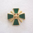 Green & Gold Brooch Pin Vintage Jewelry 1970s