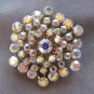 Large Old Glitzy Aurora Borealis Prong Set Stone Brooch Pin Vintage Jewelry 1950s