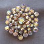 Large Old Glitzy Aurora Borealis Prong Set Stone Brooch Pin Vintage Jewelry 1950s