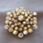 Large Old Glitzy Aurora Borealis Prong Set Stone Brooch Pin Vintage Jewelry 1950s
