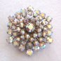 Large Old Glitzy Aurora Borealis Prong Set Stone Brooch Pin Vintage Jewelry 1950s