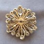 Large Old Glitzy Aurora Borealis Prong Set Stone Brooch Pin Vintage Jewelry 1950s