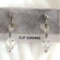 Sparkly Crystal Aurora Borealis Beaded Dangle Clip On Earrings Retro Vintage Jewelry 1950s